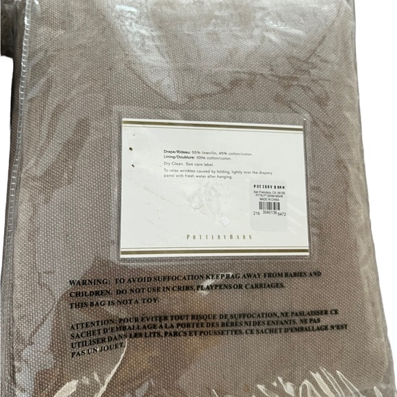 POTTERY BARN Peyton Drapes Mushroom Linen Blend 50" x 84" Pole Top - Picture 2 of 5